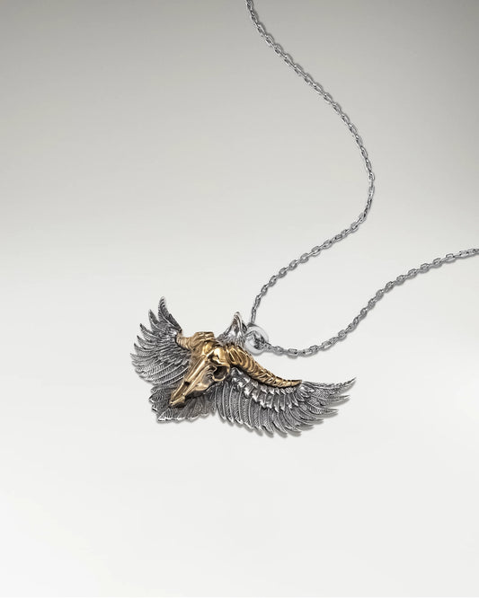 Collar con colgante escultural del águila de las pampas en plata de ley