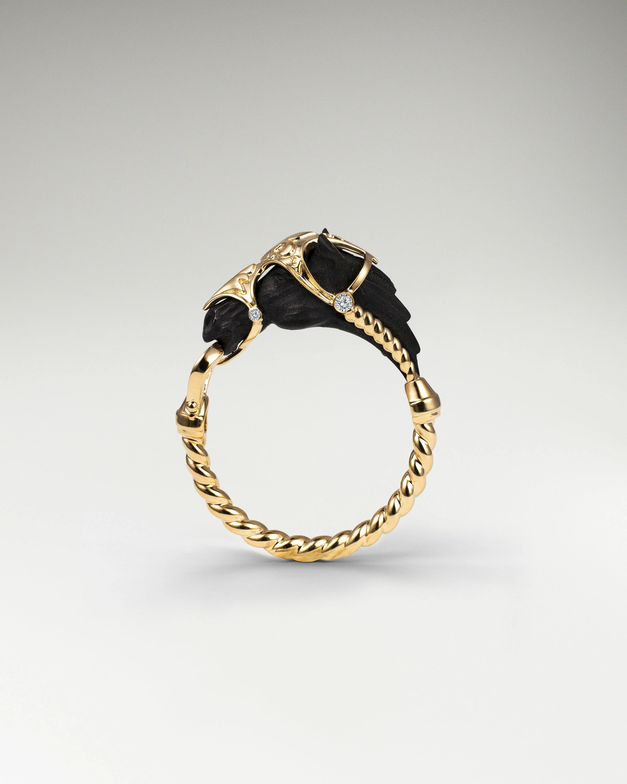 Wild Ranging Ring In Gold And Black Agate With Diamonds