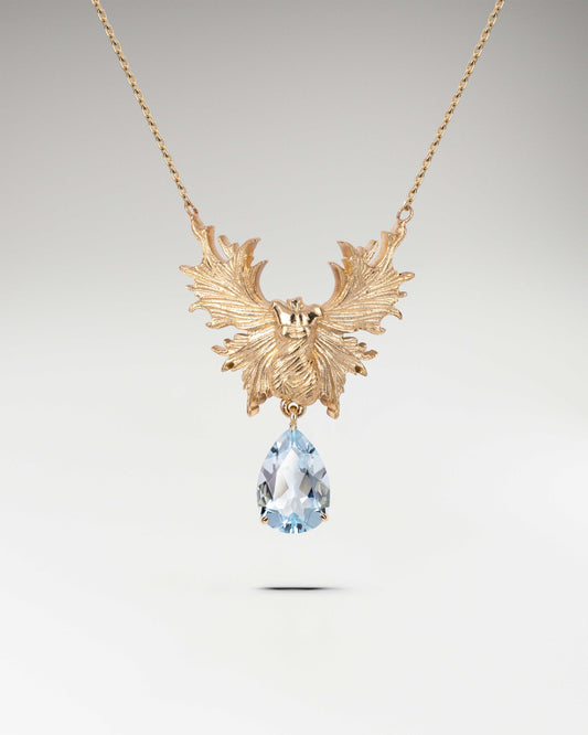 Guardian Angel Necklace In Sterling Silver With Blue Topaz