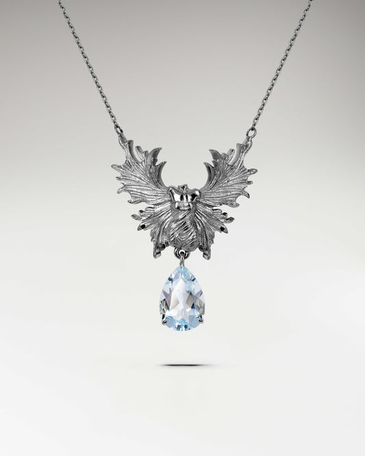 Guardian Angel Necklace In Sterling Silver With Blue Topaz