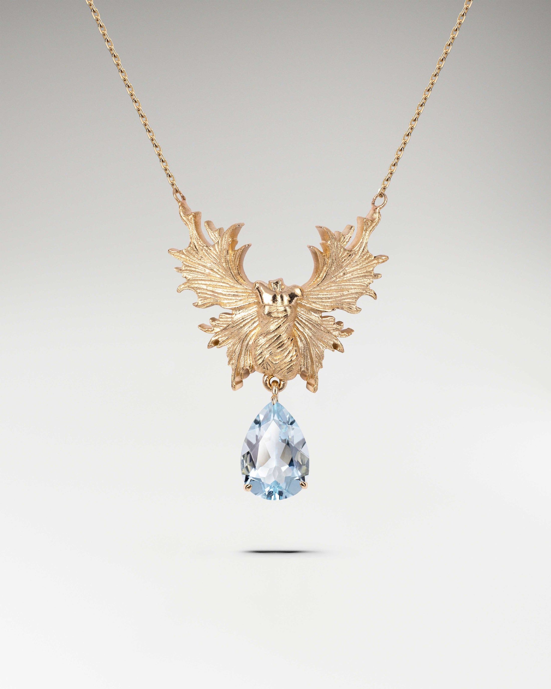 Guardian Angel Necklace In Gold With Aquamarine