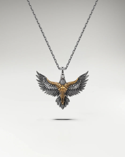 Pampas Eagle Sculptural Pendant Necklace In Sterling Silver