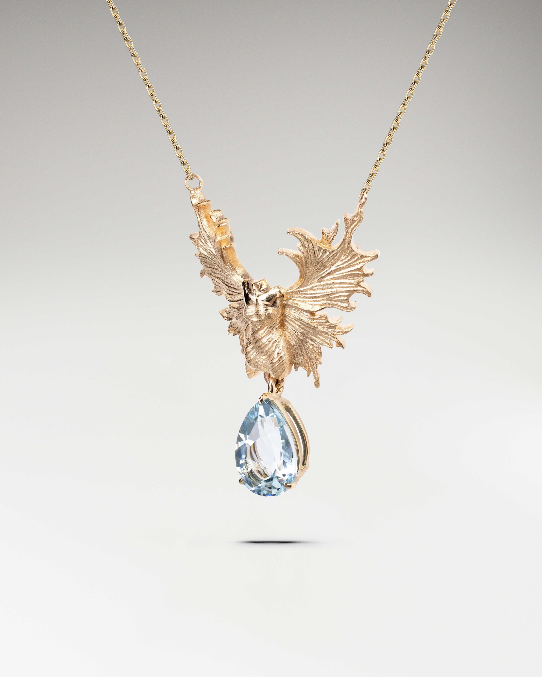 Guardian Angel Necklace In Sterling Silver With Blue Topaz