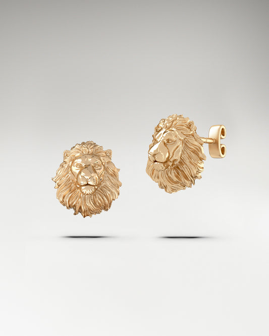 Guardian Lion Stud Earrings In Gold