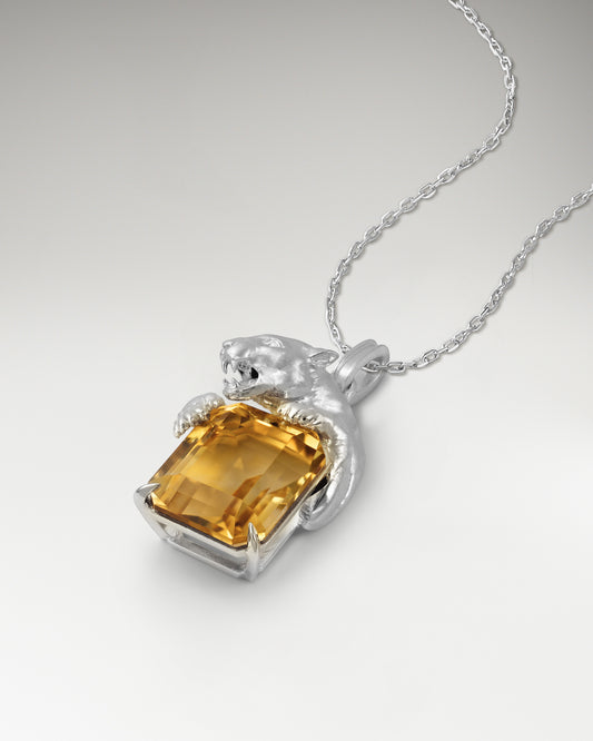 Savanna Sculptural Pendant Necklace In Sterling Silver With Garnet