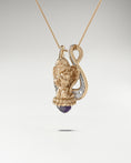 Load image into Gallery viewer, Lyre Angel Pendant Necklace In Sterling Silver With Amethyst And Moissanites
