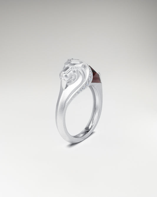 Lion Starlight Ring In Sterling Silver With Garnet And Moissanites