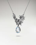 Load image into Gallery viewer, Guardian Angel Necklace In Gold With Aquamarine
