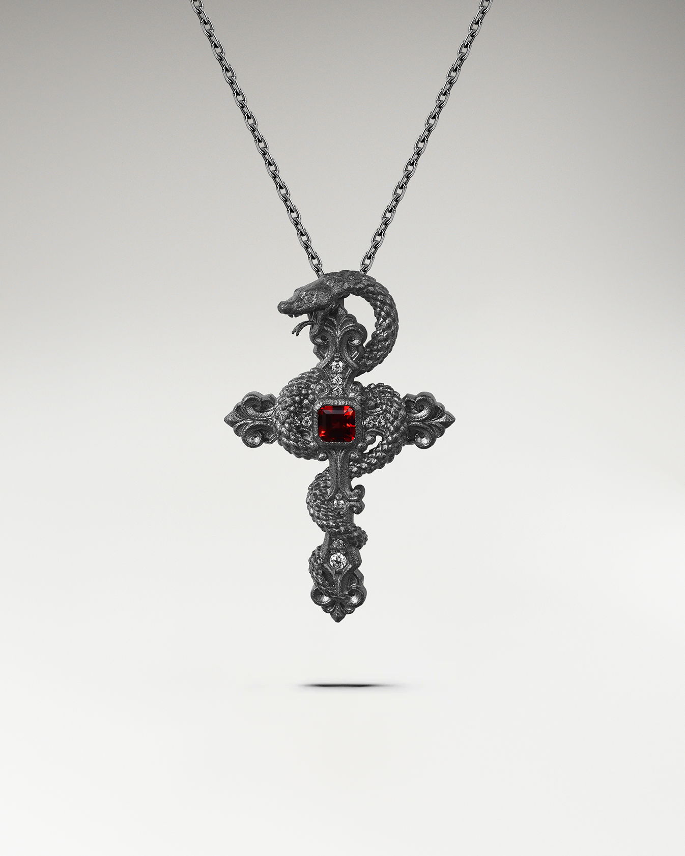 The Forbidden Pendant Necklace In Sterling Silver With Garnet