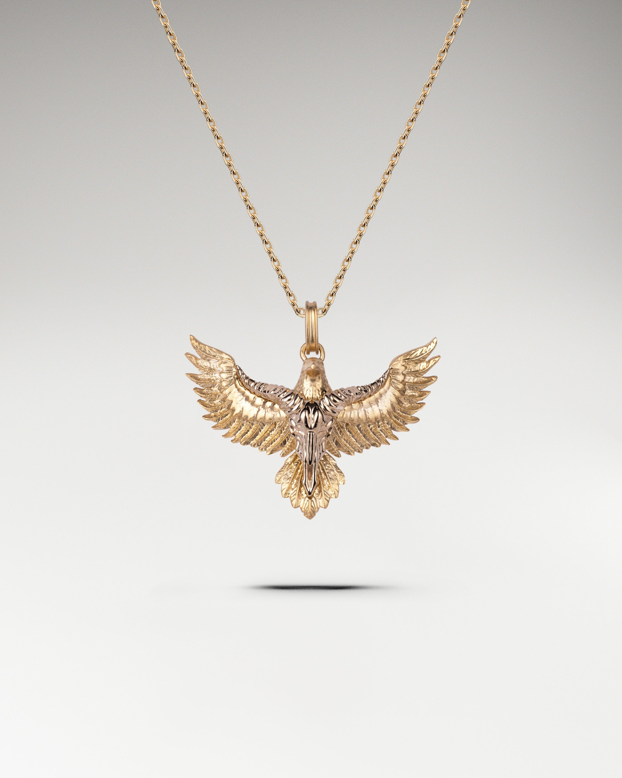 Pampas Eagle Sculptural Pendant Necklace In Gold