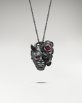 Bild in Galerie-Betrachter laden, Hannya Mask Pendant Necklace In Sterling Silver With Ruby
