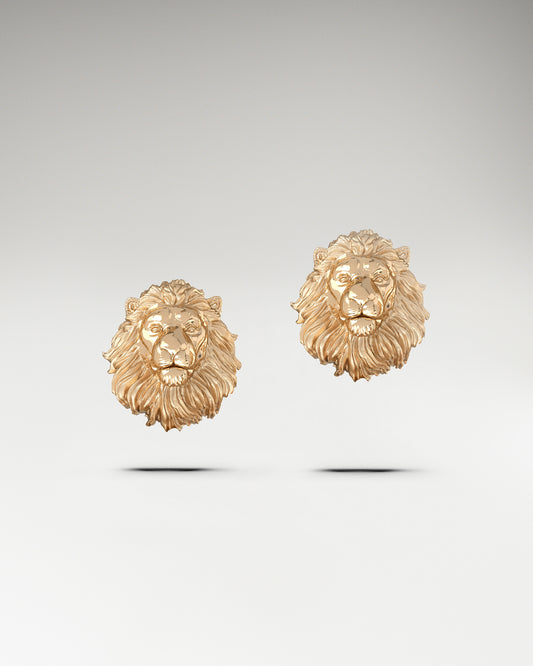 Guardian Lion Stud Earrings In Gold