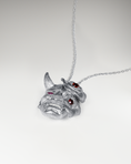 Bild in Galerie-Betrachter laden, Hannya Mask Pendant Necklace In Sterling Silver With Ruby
