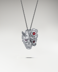 Bild in Galerie-Betrachter laden, Hannya Mask Pendant Necklace In Sterling Silver With Ruby
