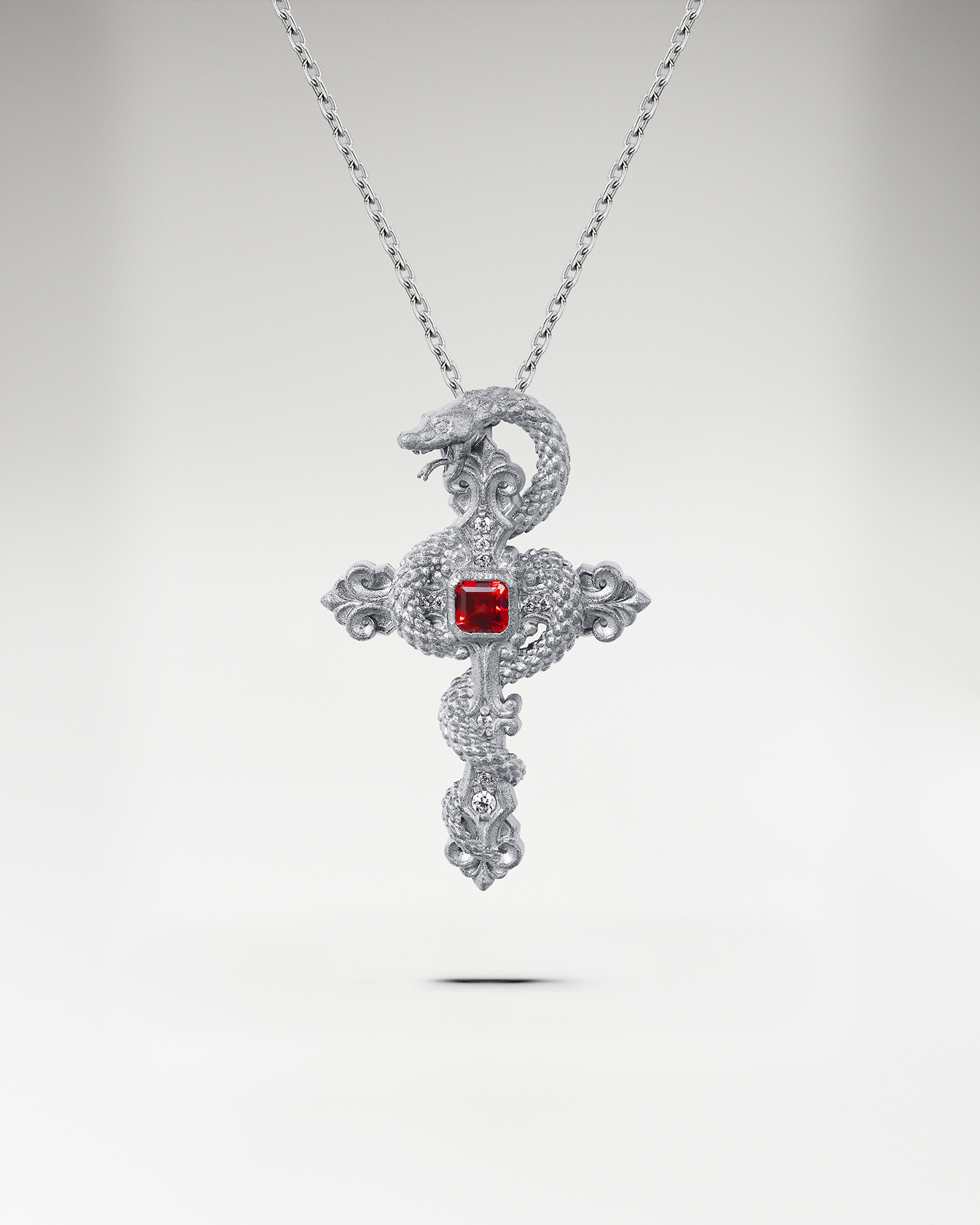 The Forbidden Pendant Necklace In Sterling Silver With Garnet