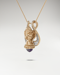 Charger l'image dans la visionneuse de la galerie, Lyre Angel Pendant Necklace In Sterling Silver With Amethyst And Moissanites
