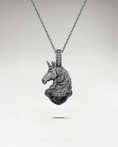 Charger l'image dans la visionneuse de la galerie, Monokeros Pendant In Sterling Silver With Amethyst Or Prehnite
