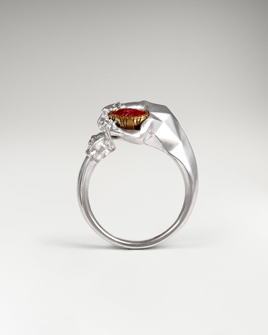 Dusk Guardian Ring In Sterling Silver With Ruby