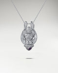 Load image into Gallery viewer, Lyre Angel Pendant Necklace In Sterling Silver With Amethyst And Moissanites
