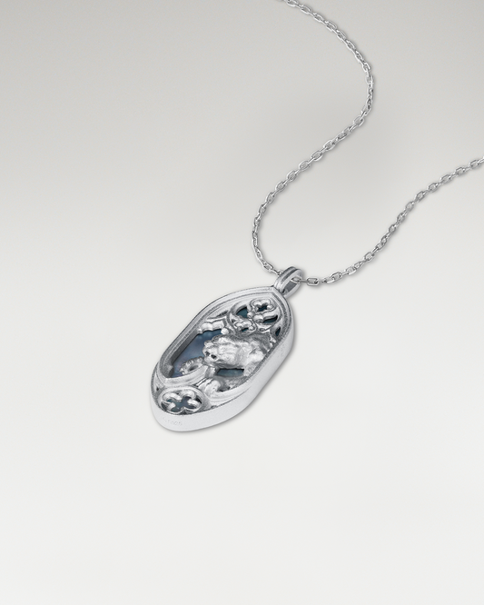 Collana Guardiano del Crepuscolo in argento sterling con madreperla nera