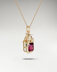 Charger l'image dans la visionneuse de la galerie, Savanna Sculptural Pendant Necklace In Gold With Garnet And Diamonds
