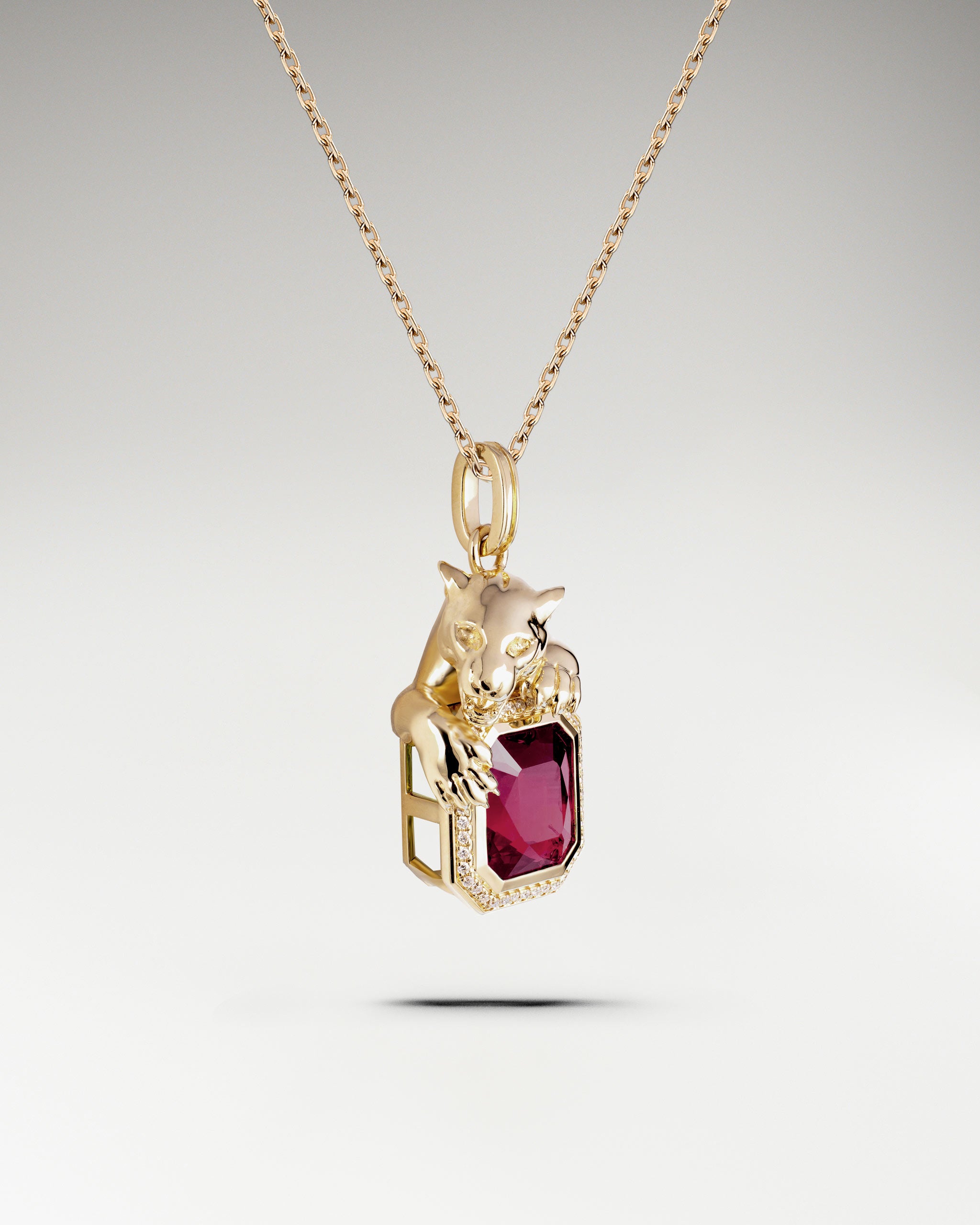 Savanna Sculptural Pendant Necklace In Gold With Garnet And Diamonds