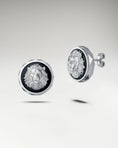 Load image into Gallery viewer, Abyss Lion Stud Earrings In Gold with Black Agate
