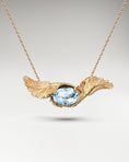 Load image into Gallery viewer, Feather Embrace Pendant Necklace In Sterling Silver With Topaz
