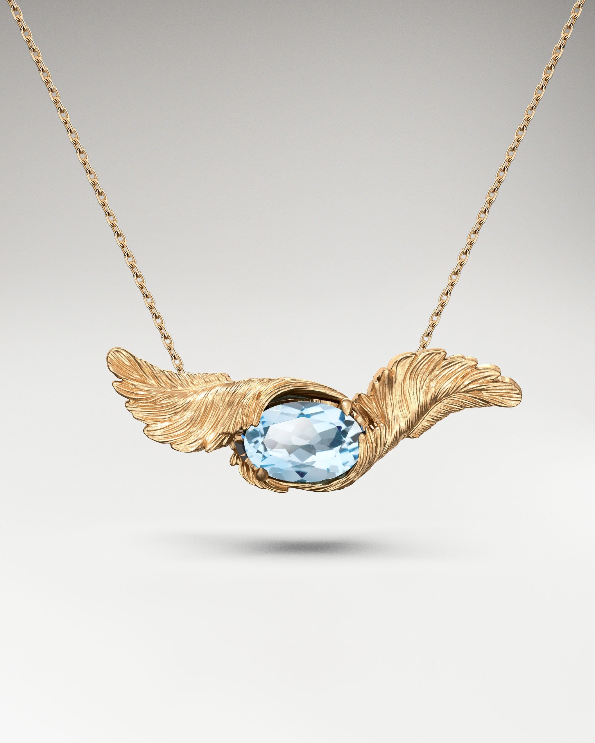 Feather Embrace Pendant Necklace In Sterling Silver With Topaz