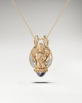 Carica l'immagine nel visualizzatore della galleria, Lyre Angel Pendant Necklace In Sterling Silver With Amethyst And Moissanites
