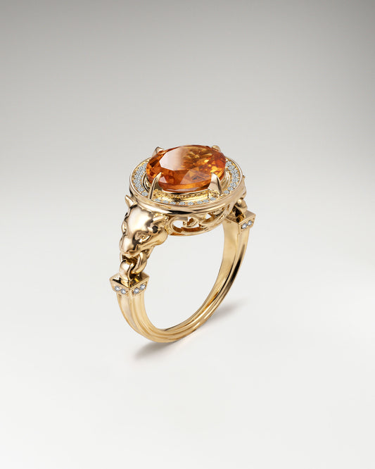 Savanna Spirit Ring in 10k Gold with Spessartite Garnet and Diamonds