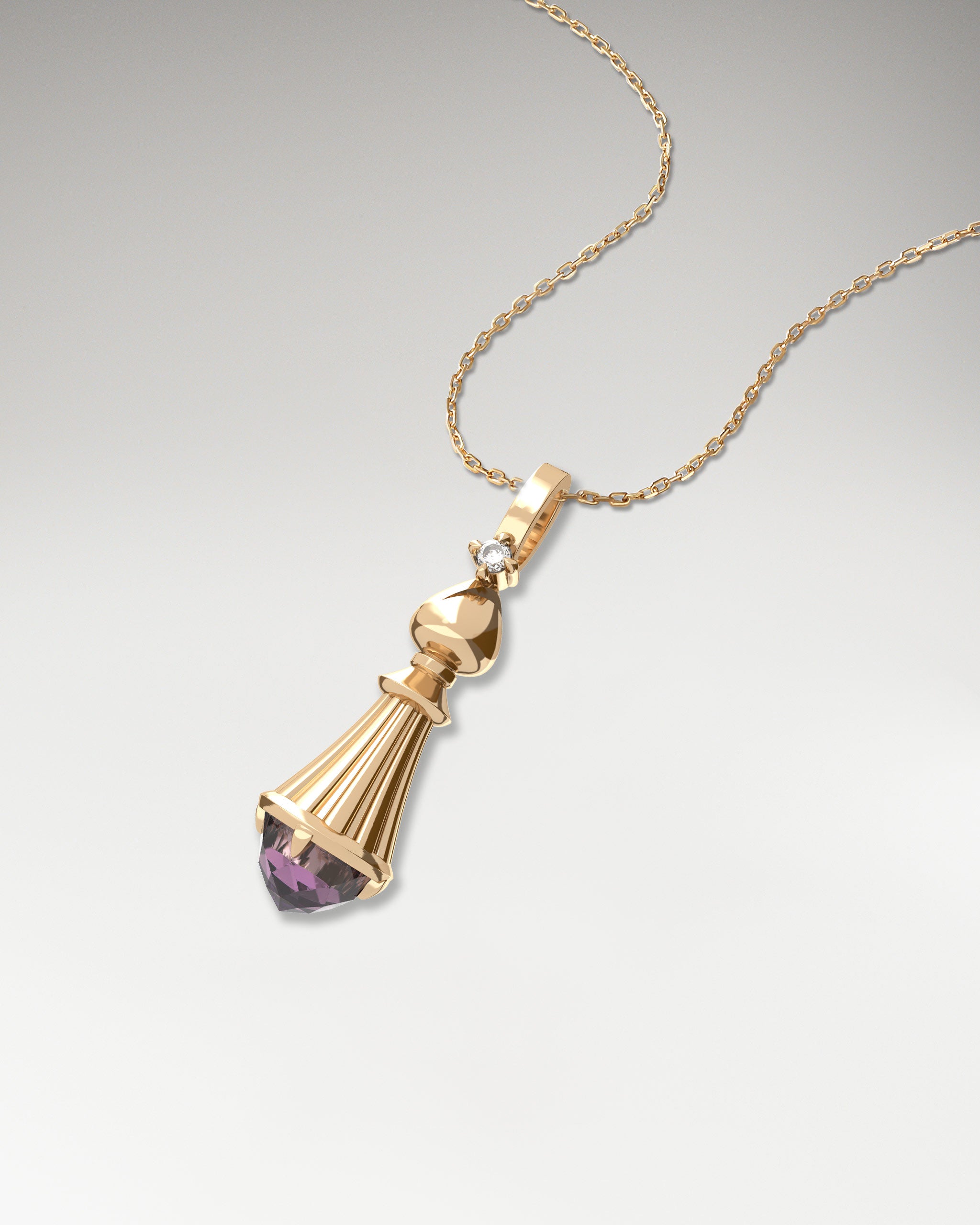 Bishop necklace in gold with diamond and spinel