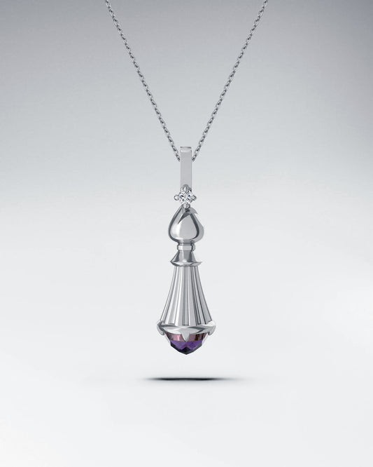 The Bishop Pendant Necklace In Sterling Silver With Amethyst