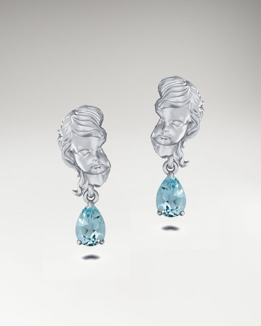 Cupid Dangle Earrings In Sterling Silver With Topaz