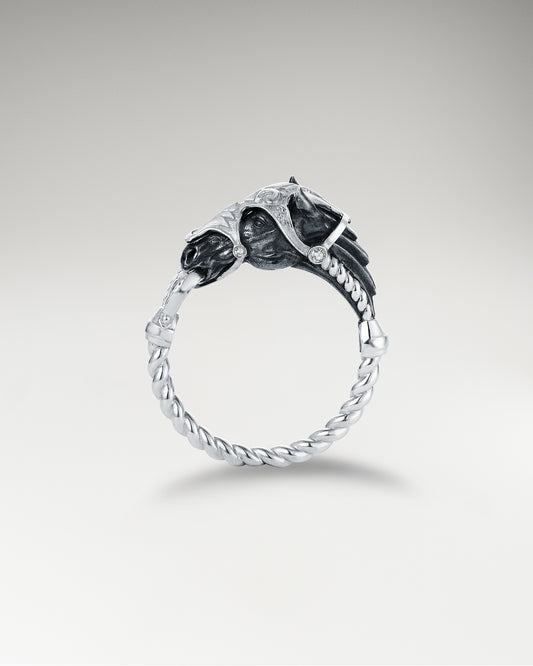 Wild Ranging Ring aus Sterlingsilber und schwarzem Achat mit Moissanit