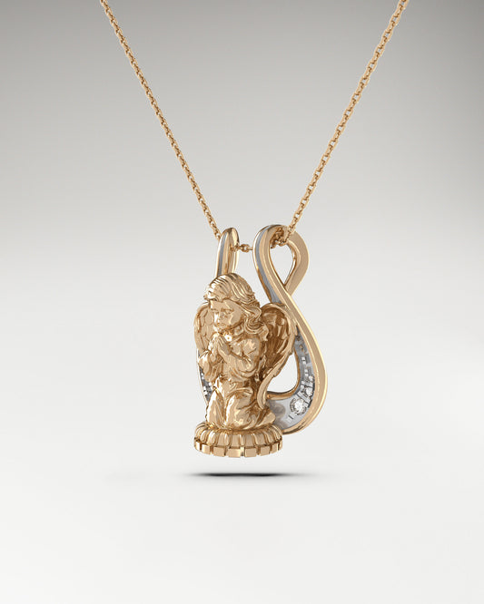 Guardian Angel pendant necklace in gold