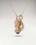 Carica l'immagine nel visualizzatore della galleria, Lyre Angel Pendant Necklace In Sterling Silver With Amethyst And Moissanites
