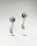 Load image into Gallery viewer, Horse Sculpture Dangle Earrings In Gold With Baroque Pearl
