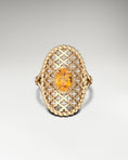 Load image into Gallery viewer, Horse Saddle Ring in 10k Gold With Citrine and diamonds
