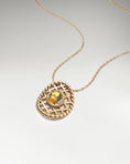 Load image into Gallery viewer, Horse saddle pendant neckalce in 10k gold with citrine
