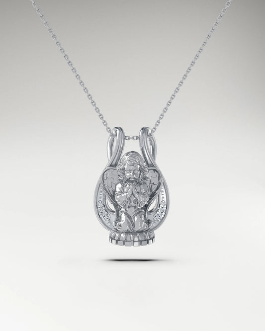 Collier pendentif ange Lyre en argent sterling avec moissanite