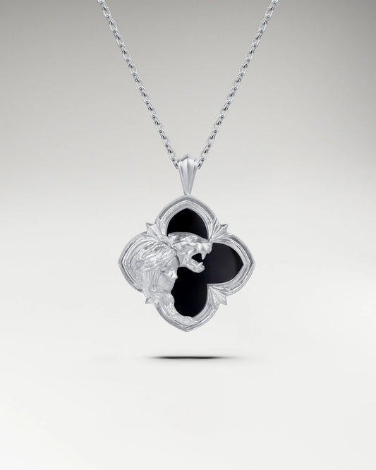 Collana con ciondolo Incontro selvaggio in argento sterling con agata nera