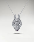 Cargar la imagen en la vista de la galería, Lyre Angel Pendant Necklace In Sterling Silver With Amethyst And Moissanites
