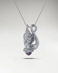 Carica l'immagine nel visualizzatore della galleria, Lyre Angel Pendant Necklace In Sterling Silver With Amethyst And Moissanites
