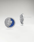 Load image into Gallery viewer, Prairie Lion Stud Earrings In Sterling Silver With Blue Enamel
