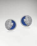 Load image into Gallery viewer, Prairie Lion Stud Earrings In Sterling Silver With Blue Enamel
