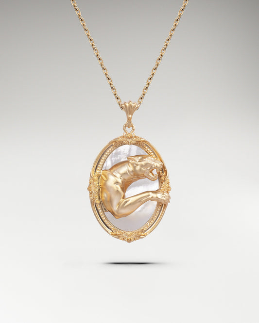 Gold Savanna Spirit pendant with nacre.