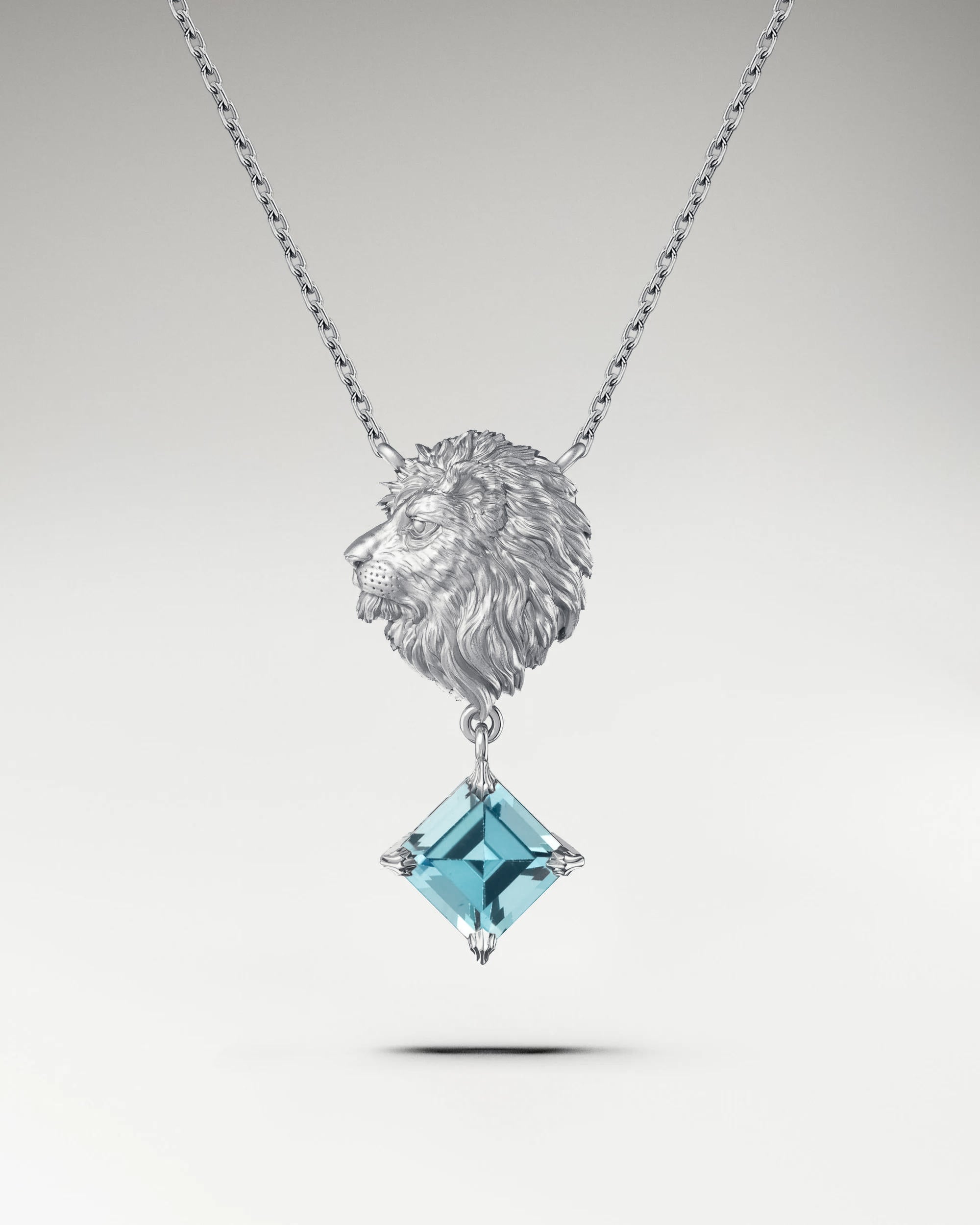 The Leo Pendant Necklace In Gold With Aquamarine