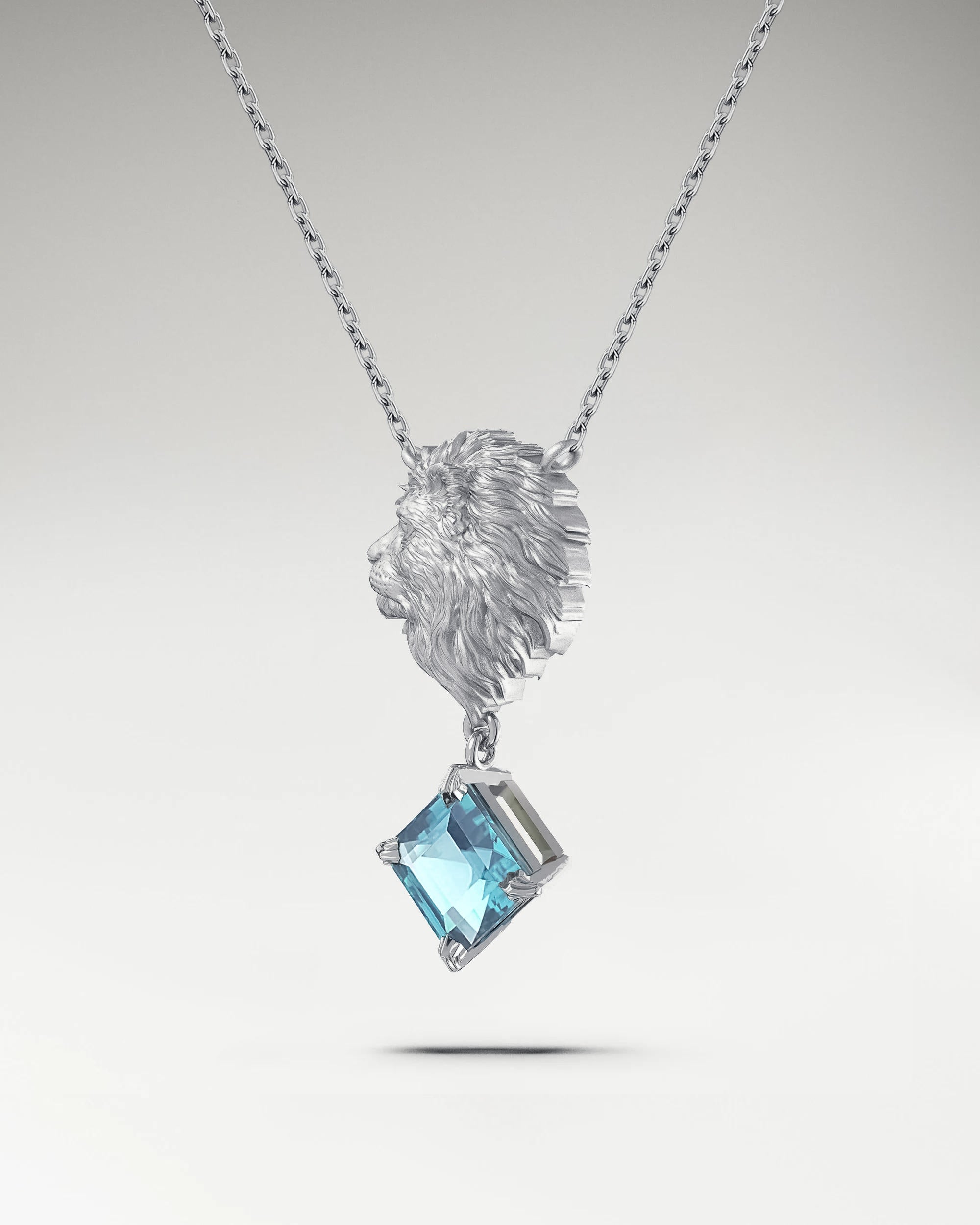 The Leo Pendant Necklace In Gold With Aquamarine