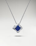 Carica l'immagine nel visualizzatore della galleria, Ouroboros Pendant Necklace In Gold With Lapis Lazuli and Diamonds
